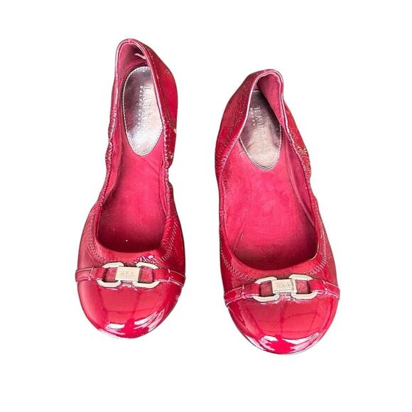 Lauren Ralph Lauren Betsy Women’s Patent Leather Ballet Flats Size 11 Berry Red - Picture 3 of 9